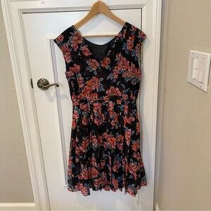 Halogen Floral Dress Size 12 petite A Line, lined, side zip